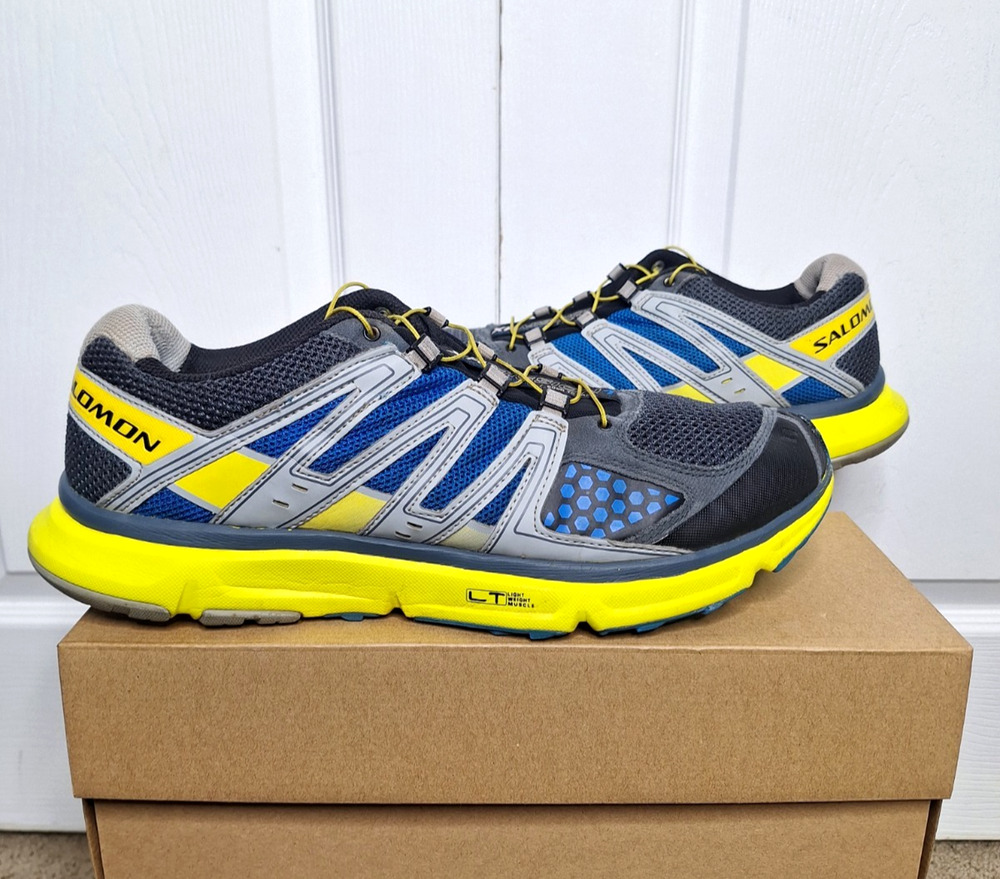 Salomon XR Mission 1 Grey Blue Yellow Trail Running Shoe size 14